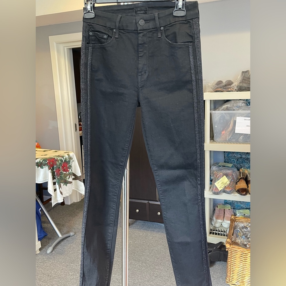Mother The Looker High Waist Ankle Fray Jeans Guilty Party Racer Wash Size 25